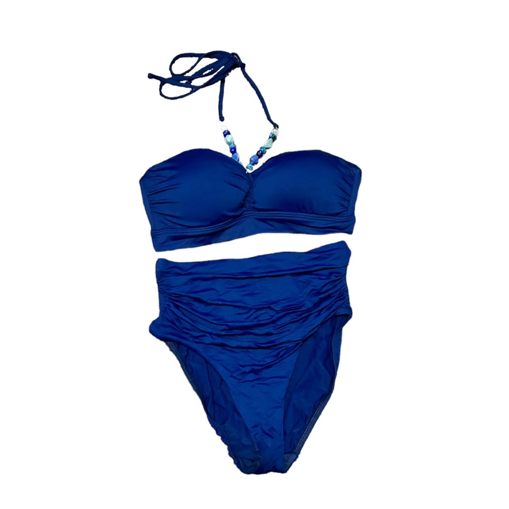 LAUREN Ralph Lauren Navy Blue High Waist Halter Top 2 PIece Bikini-Size 6
